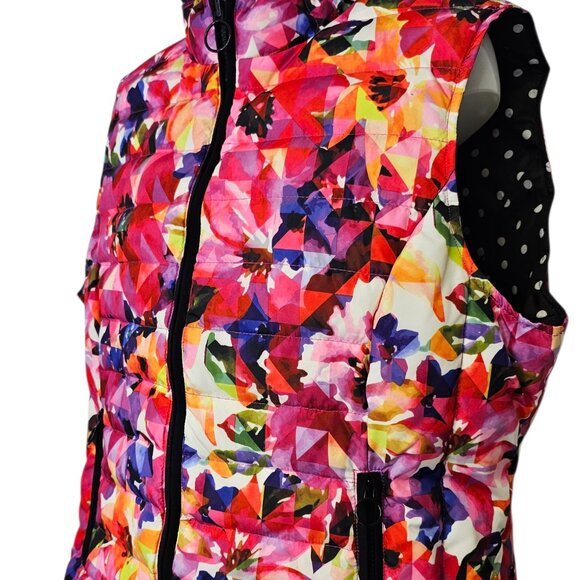 Alison Sheri Womens Abstract Floral Art Vest, Down Feather Filled, Plus Size XXL - Picture 3 of 8